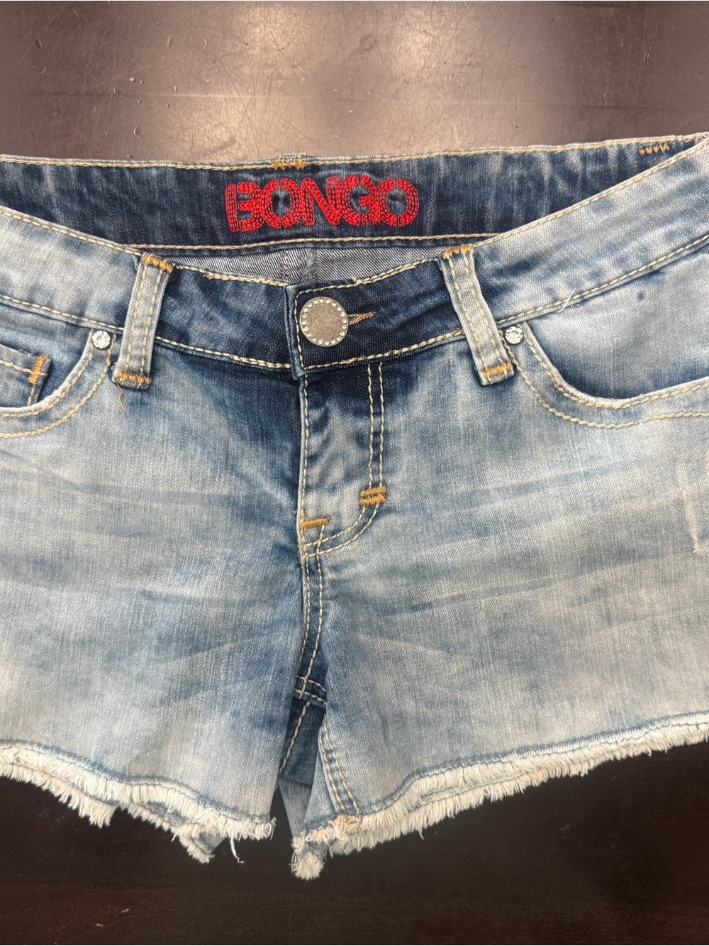 Vintage Y2K Bongo Angel Wing Rhinestone Denim Shorts